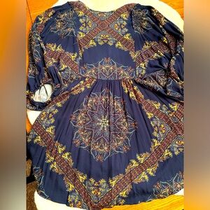 Free People Boho Navy Baby Doll Top or Dress (M)